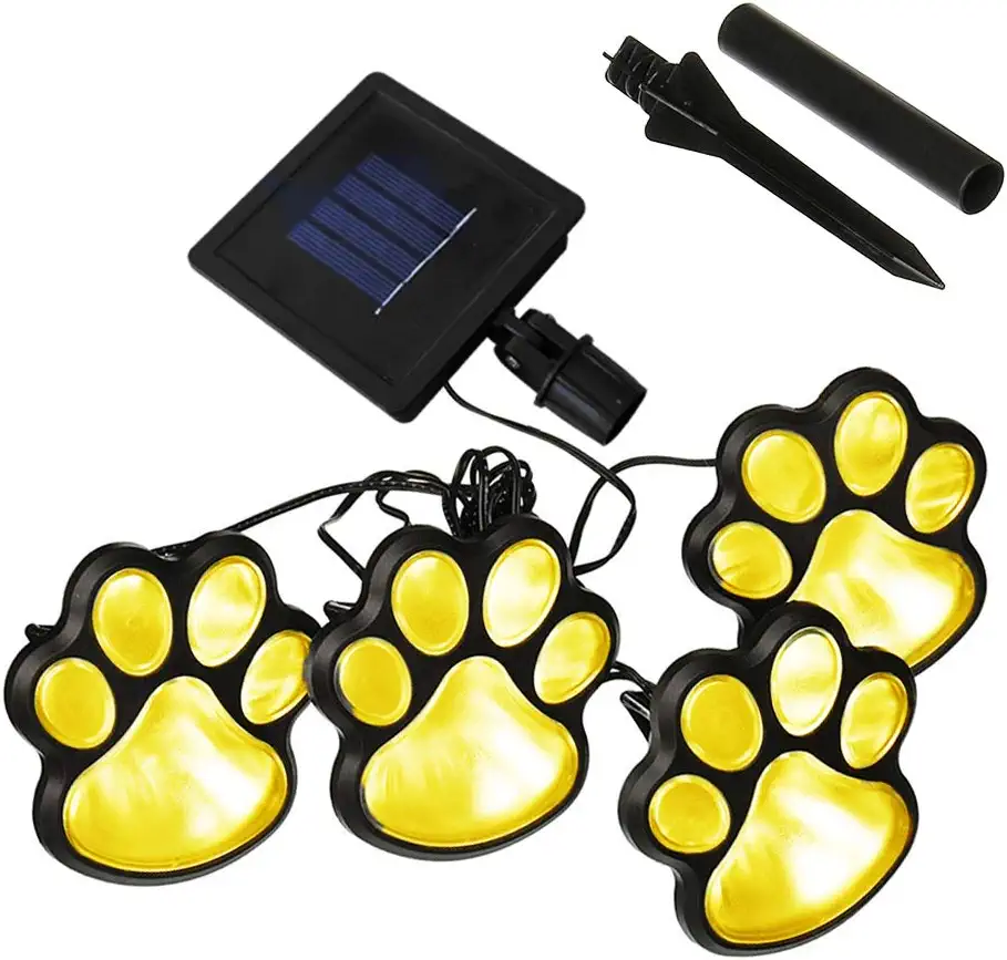 Solar Lights Outdoor Waterproof Dog Paw Lights