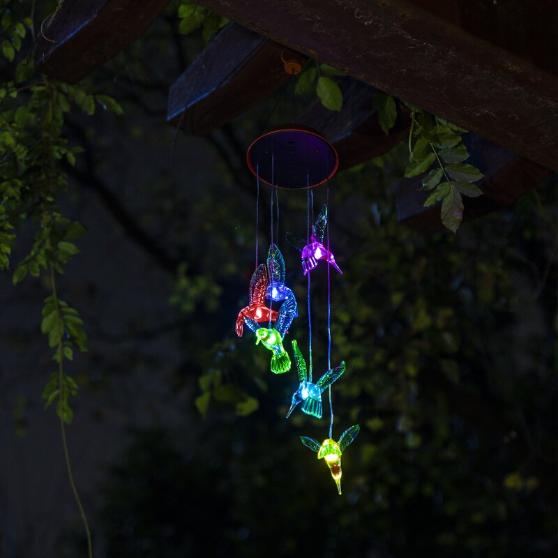 Solar-Powered Dangling Hummingbird Lights