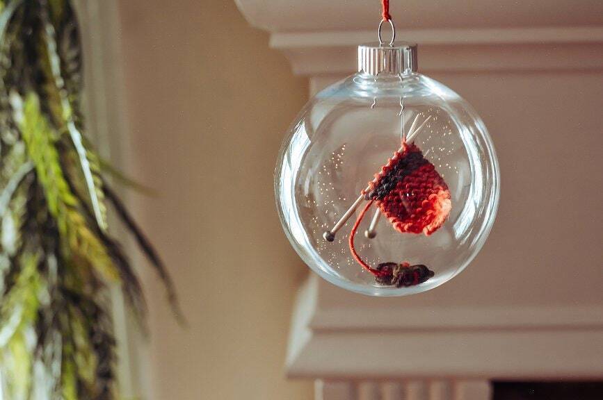 Knitting Christmas Ornament, Knit Gift, Holiday Decor, Knitters Gift