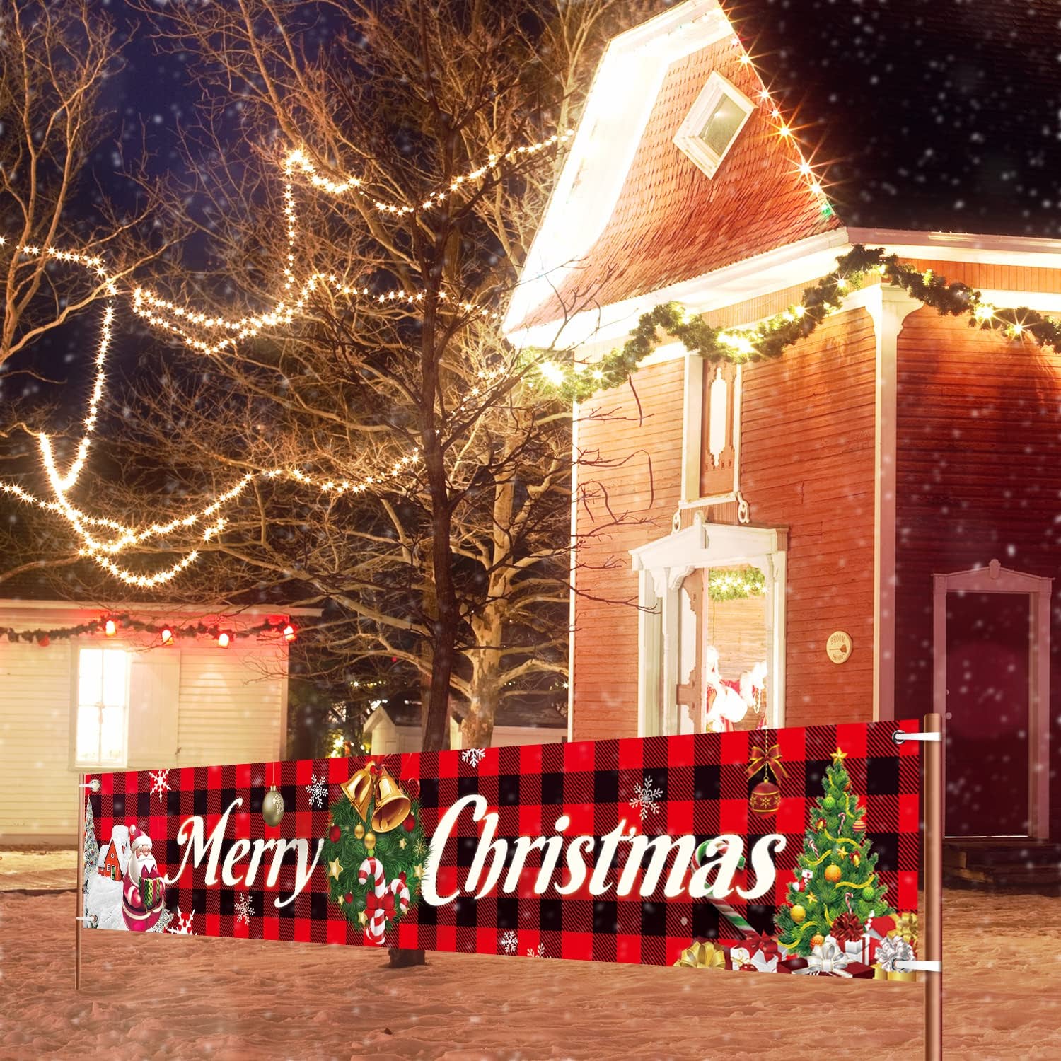 Christmas Outdoor Banner Flag Pulling