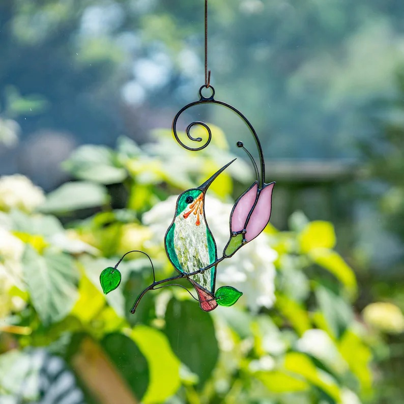 🐦Hummingbird stained glass window hangings Christmas gift Stained glass bird suncatcher