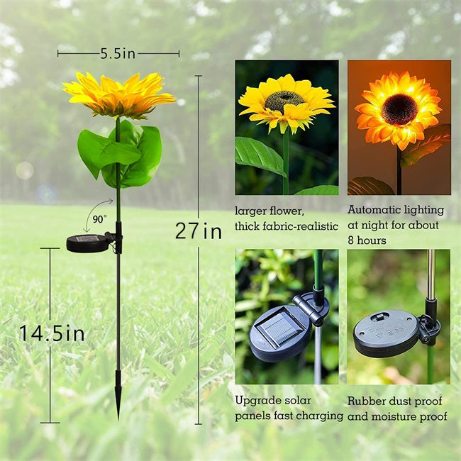Solar Sunflower Outdoor Garden Light