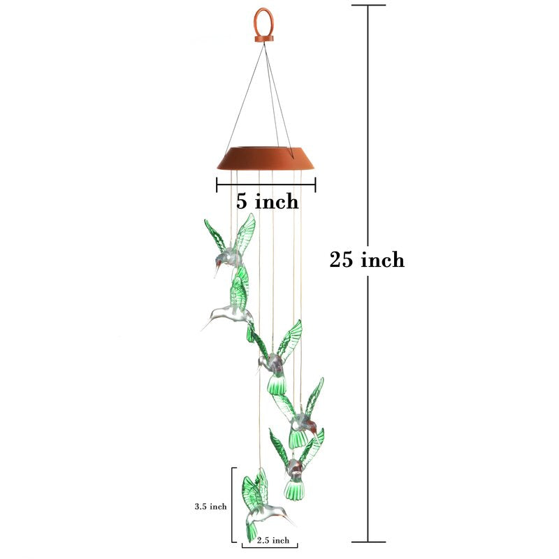 Solar-Powered Dangling Hummingbird Lights