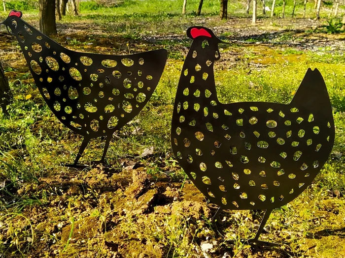 Chicken Yard Metal Art Decoration