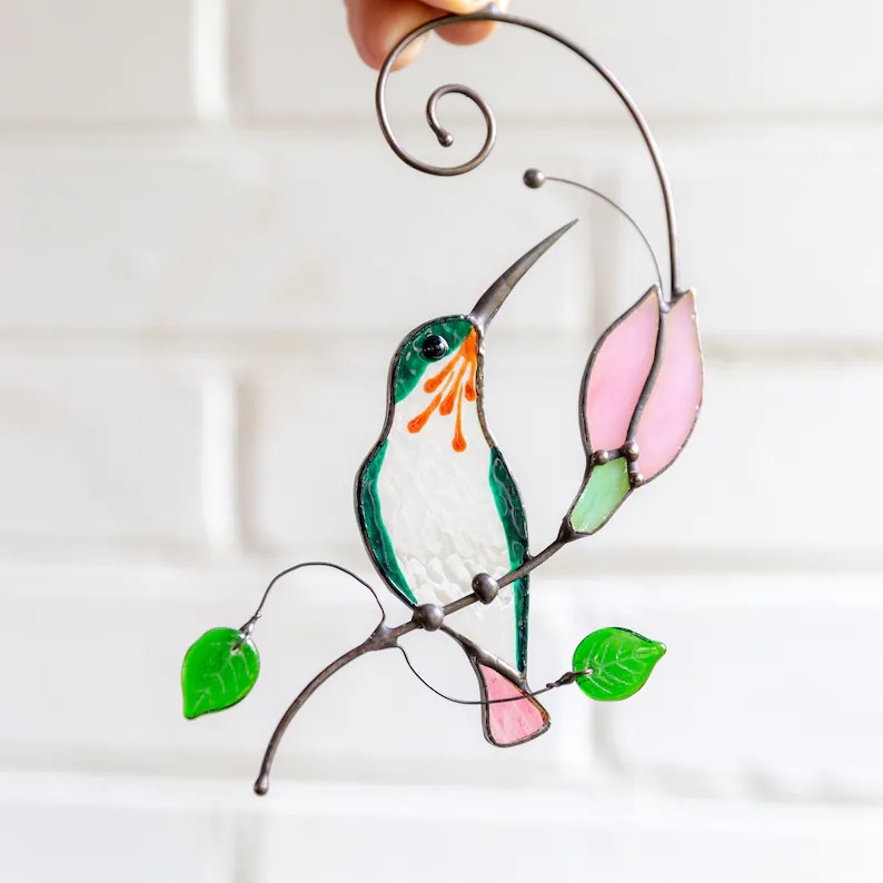 🐦Hummingbird stained glass window hangings Christmas gift Stained glass bird suncatcher