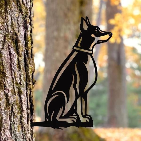 Metal Dog Silhouette Garden Decoration