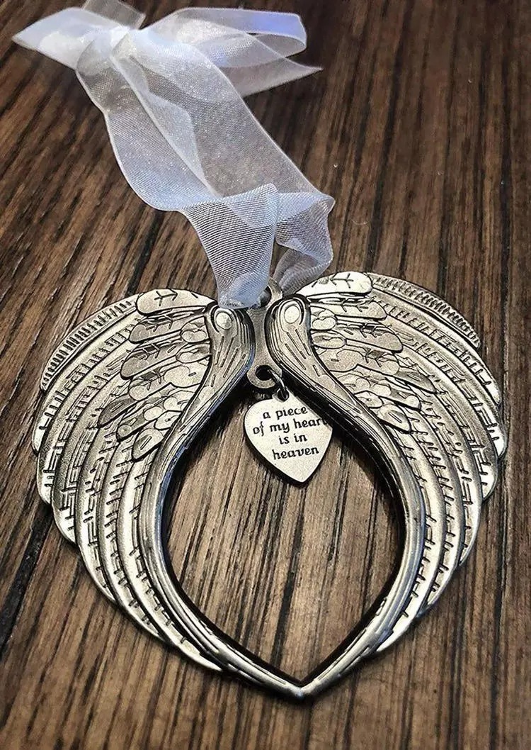 Memorial Angel Wings Heart Ornament A Piece of My Heart Is In Heaven