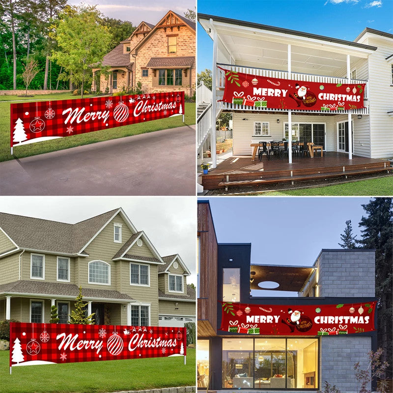 Christmas Outdoor Banner Flag Pulling
