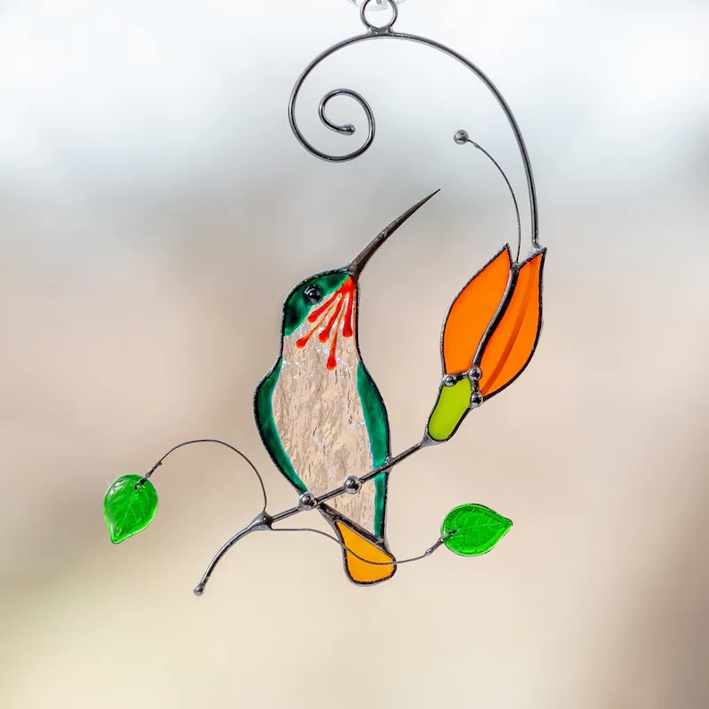 🐦Hummingbird stained glass window hangings Christmas gift Stained glass bird suncatcher