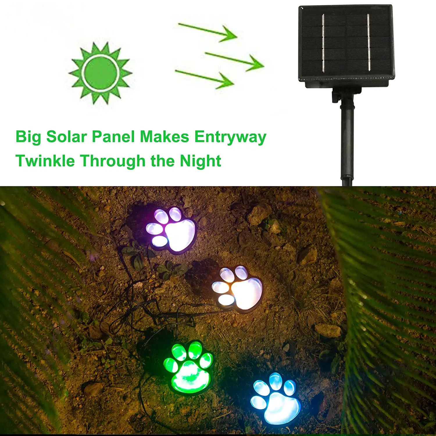 Solar Lights Outdoor Waterproof Dog Paw Lights