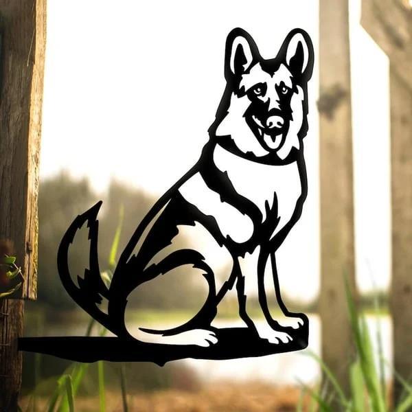 Metal Dog Silhouette Garden Decoration