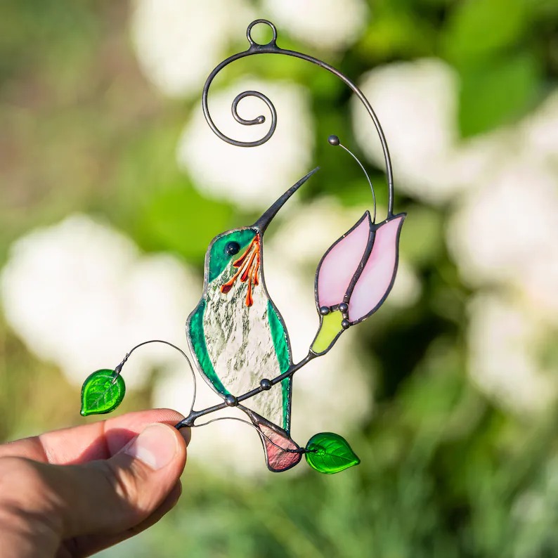 🐦Hummingbird stained glass window hangings Christmas gift Stained glass bird suncatcher
