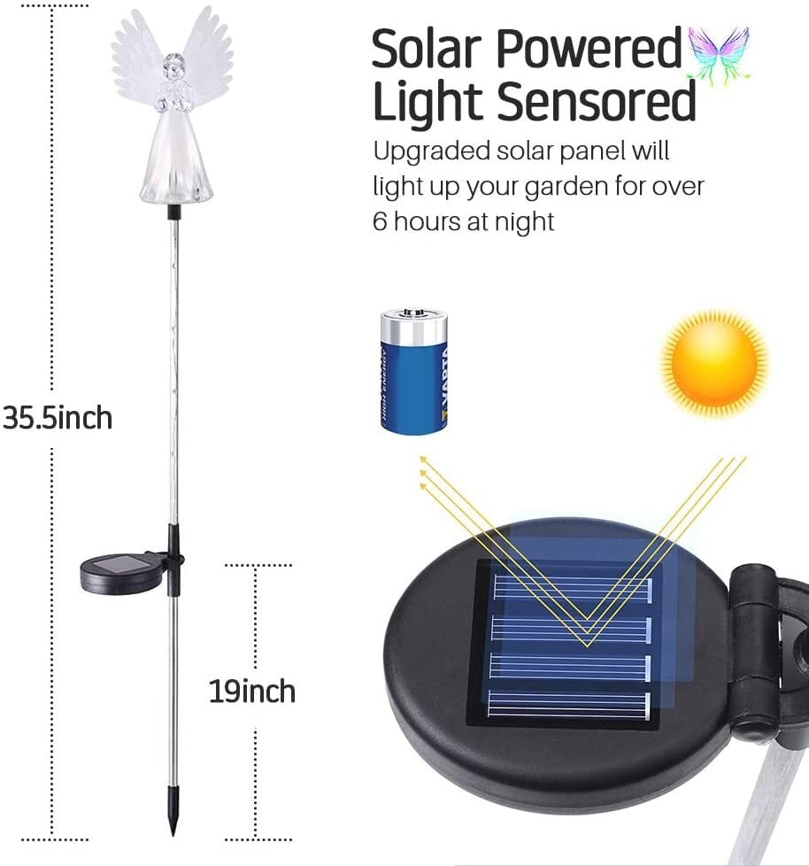 Memorial Gifts Solar-Powered Angel Lights