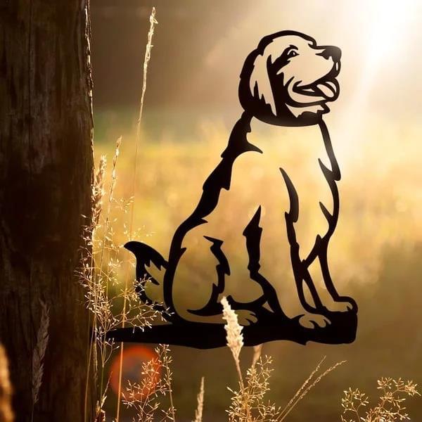 Metal Dog Silhouette Garden Decoration