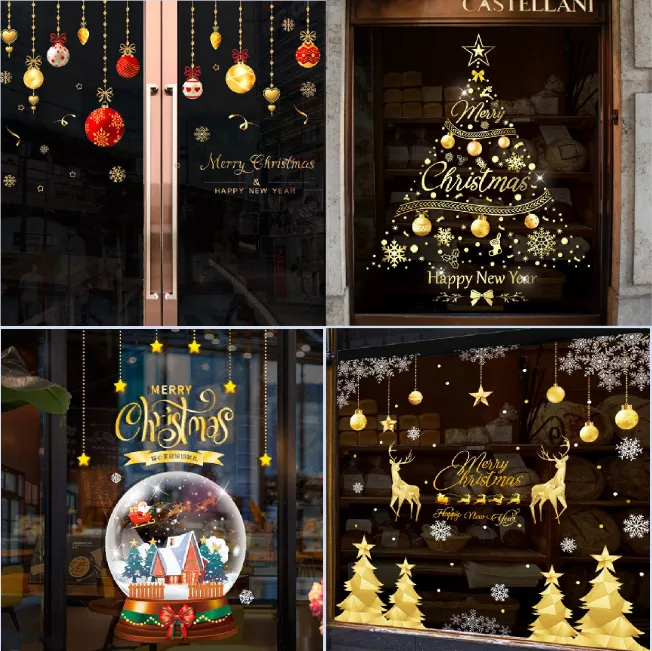 🔥4 Packs Christmas Window Clings Double-Sided Re-appliable Decoration🎅