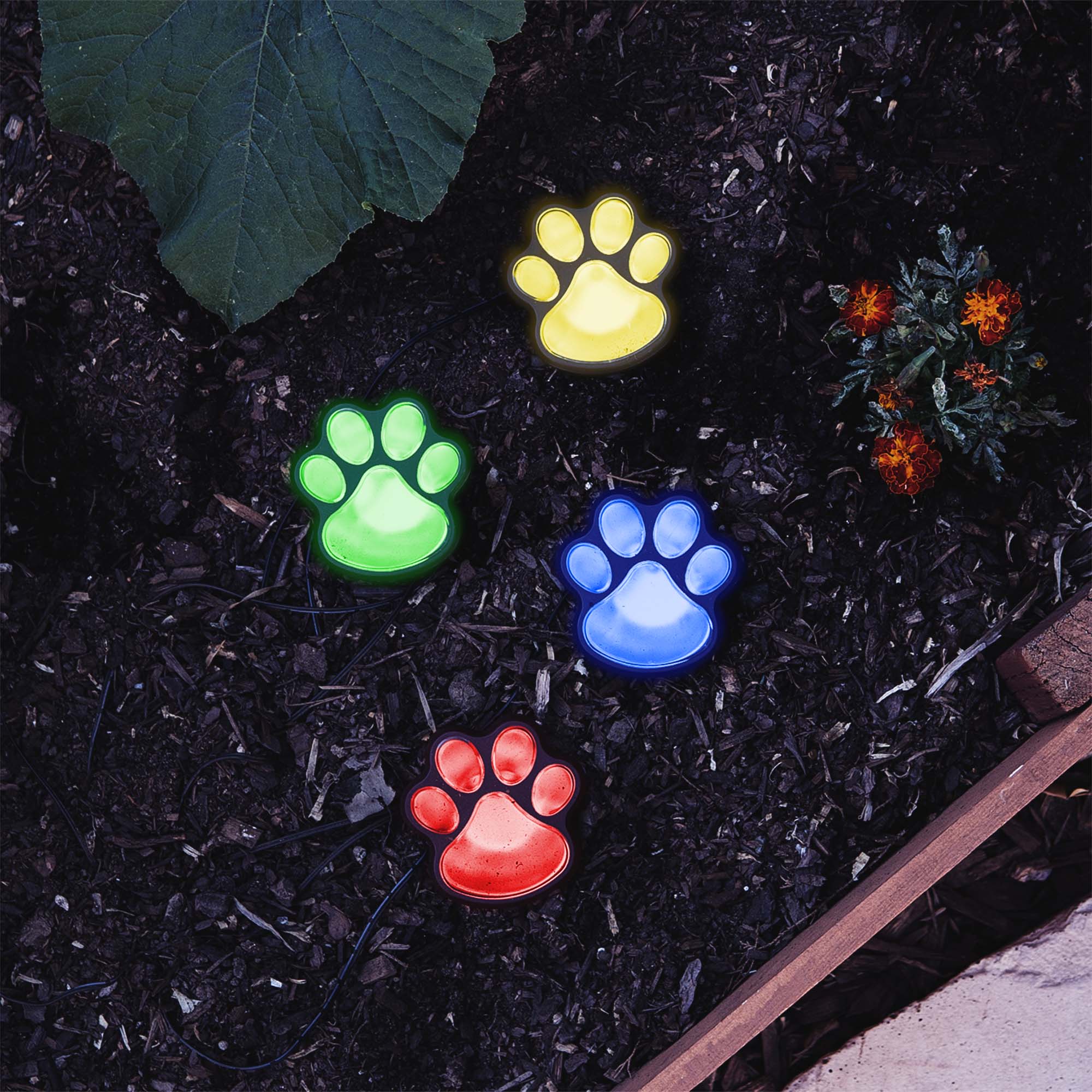 Solar Lights Outdoor Waterproof Dog Paw Lights
