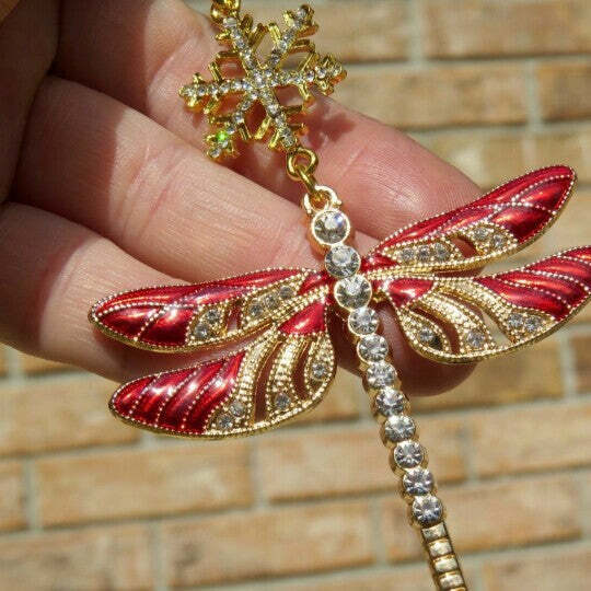 🧚Snowflake Dragonfly Glittering Ornament--Mirror Car Charm