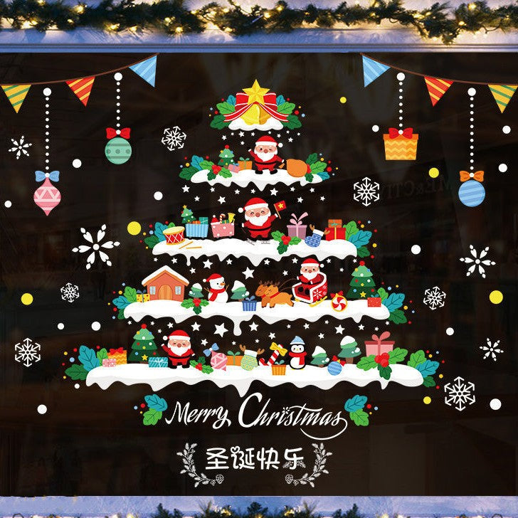 🔥4 Packs Christmas Window Clings Double-Sided Re-appliable Decoration🎅