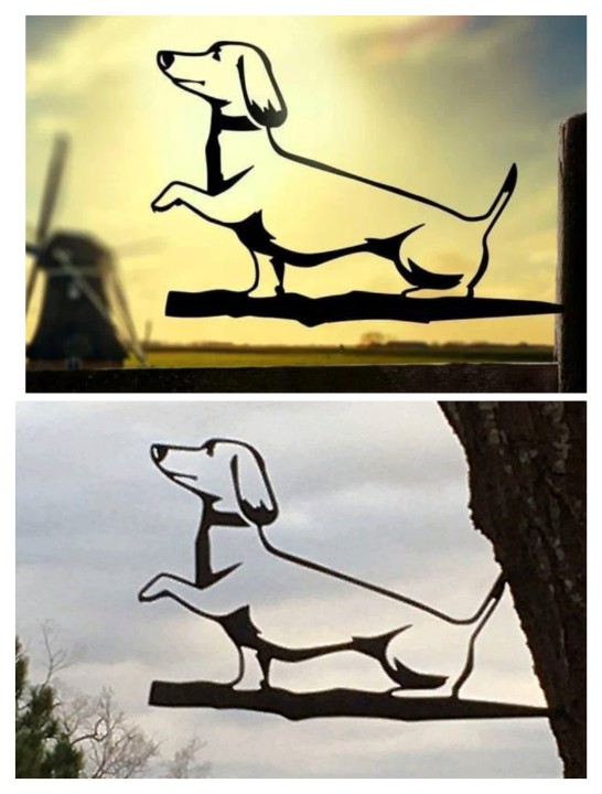 Metal Dog Silhouette Garden Decoration