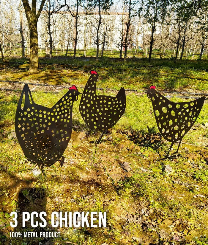 Chicken Yard Metal Art Decoration