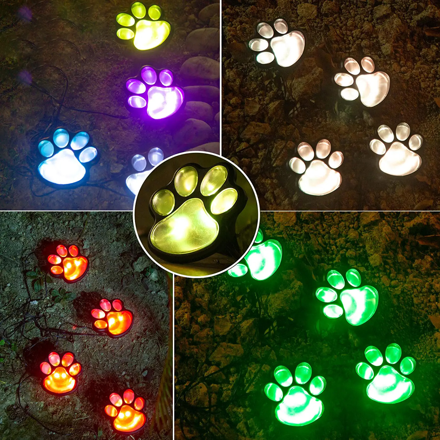 Solar Lights Outdoor Waterproof Dog Paw Lights