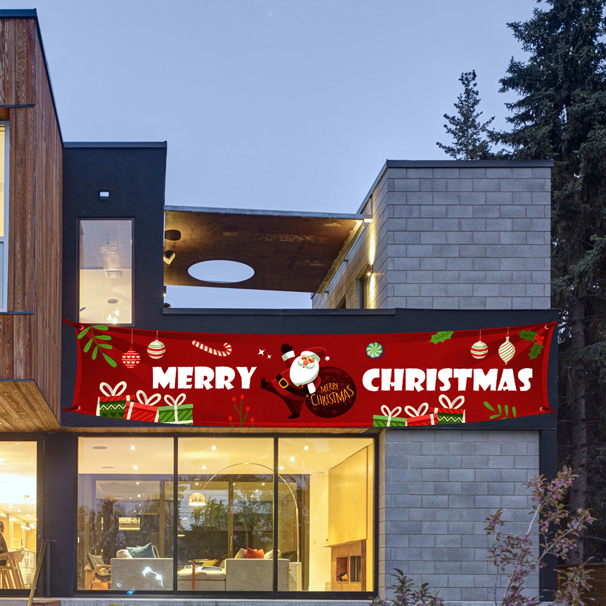 Christmas Outdoor Banner Flag Pulling