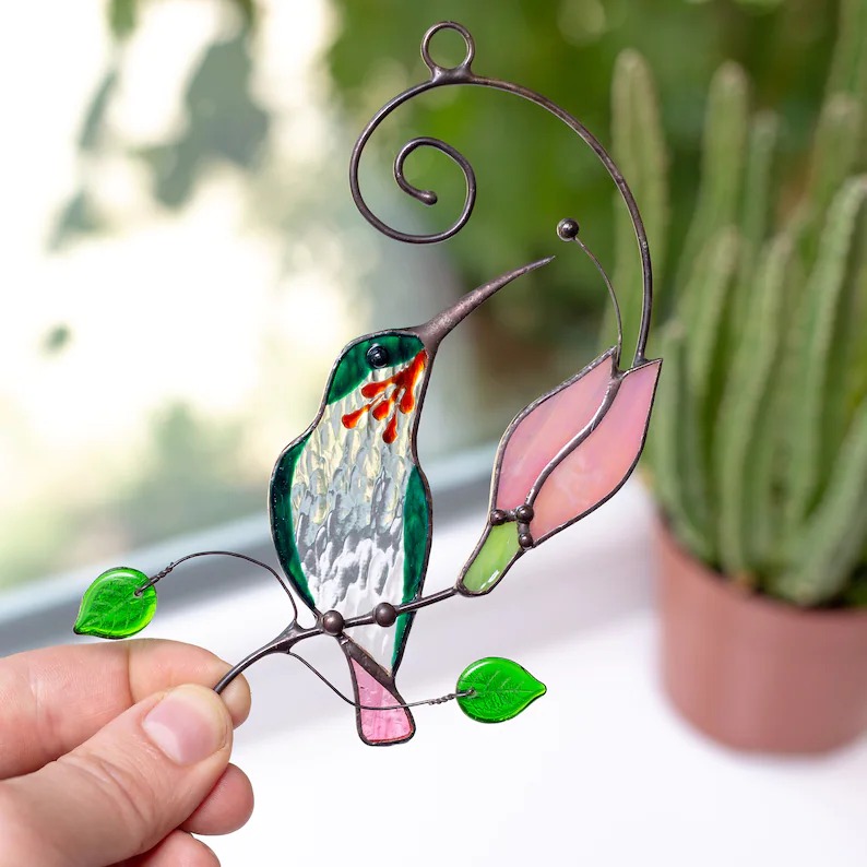 🐦Hummingbird stained glass window hangings Christmas gift Stained glass bird suncatcher