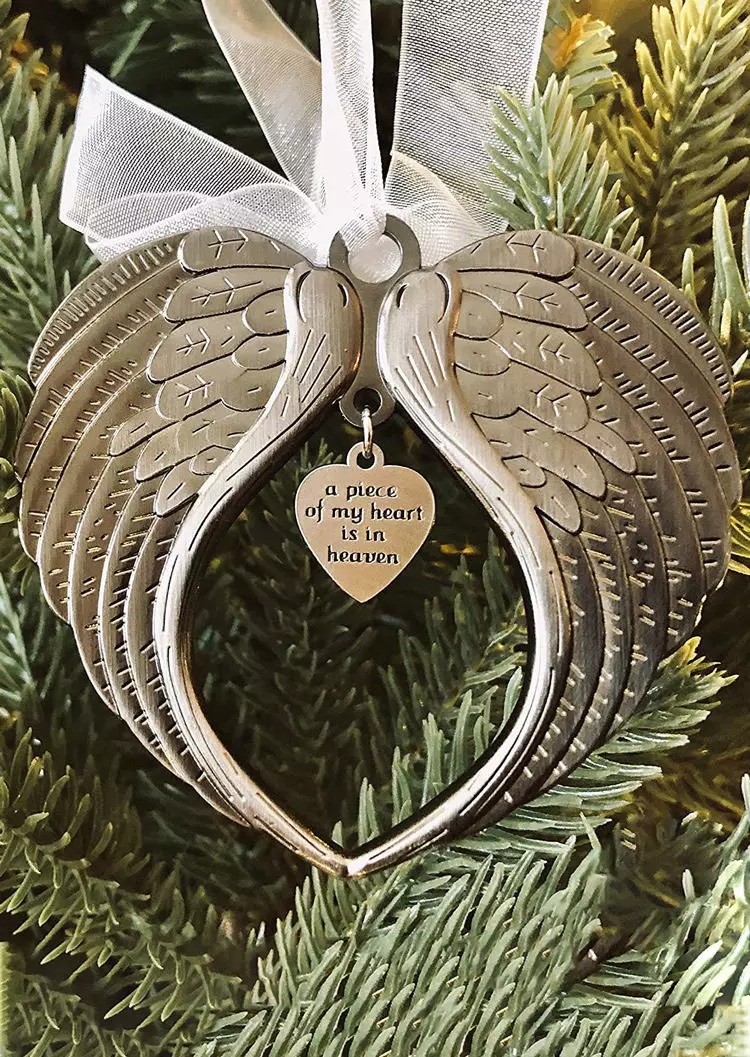 Memorial Angel Wings Heart Ornament A Piece of My Heart Is In Heaven