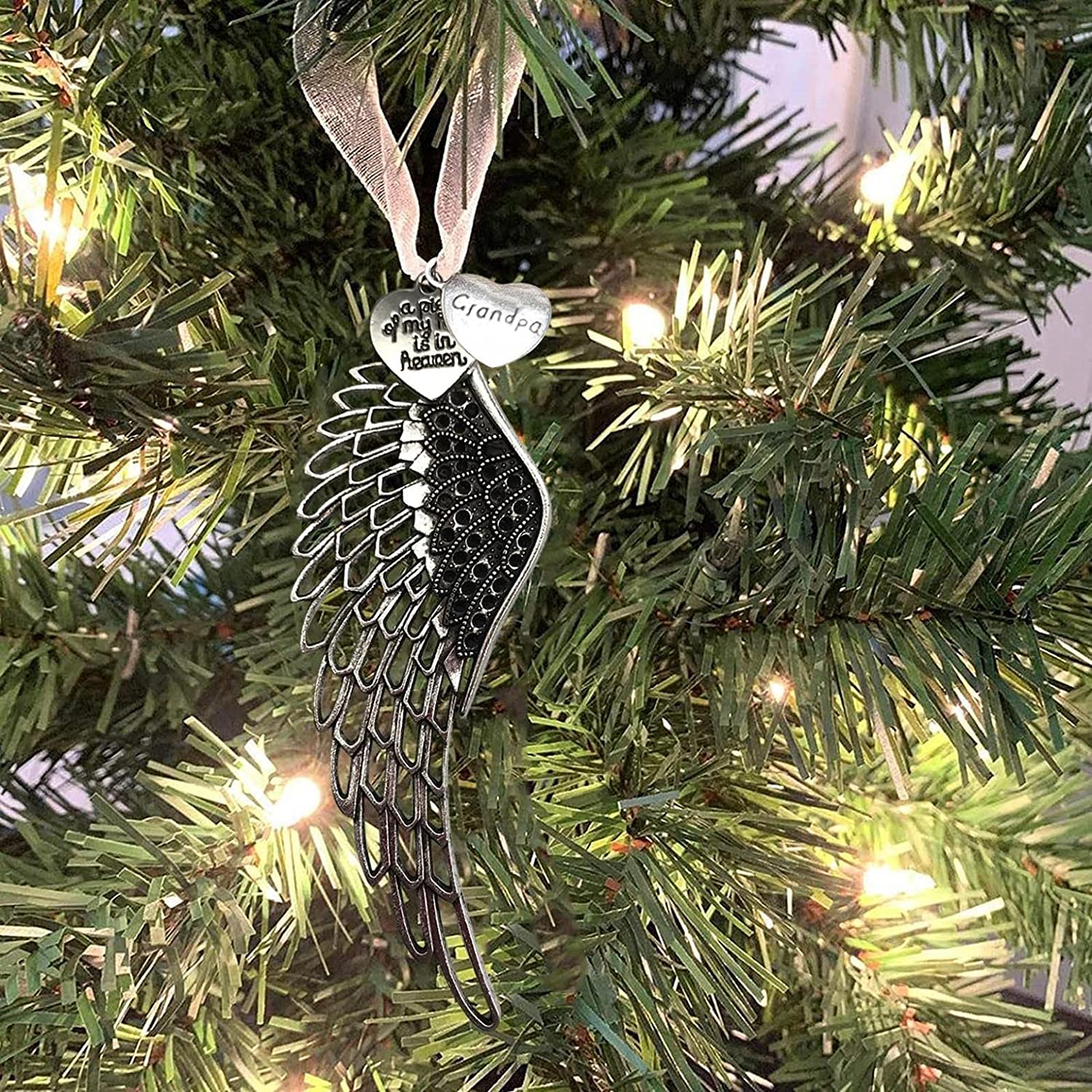 Christmas Ornaments Angel Wings, A Piece Of My Heart Is In Heaven Ornament, Sympathy Gift Memorial Gift