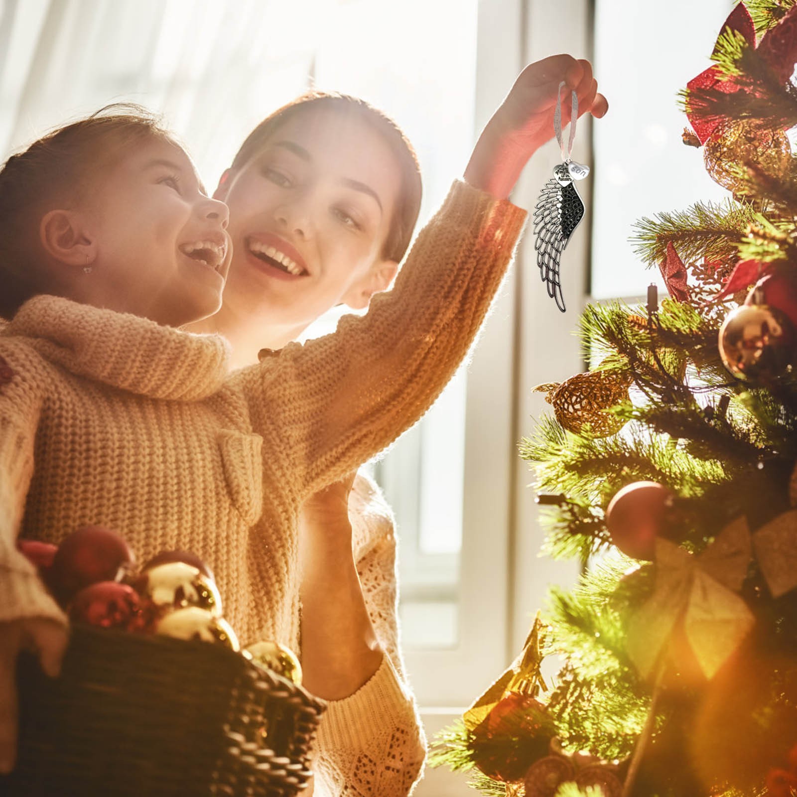 Christmas Ornaments Angel Wings, A Piece Of My Heart Is In Heaven Ornament, Sympathy Gift Memorial Gift