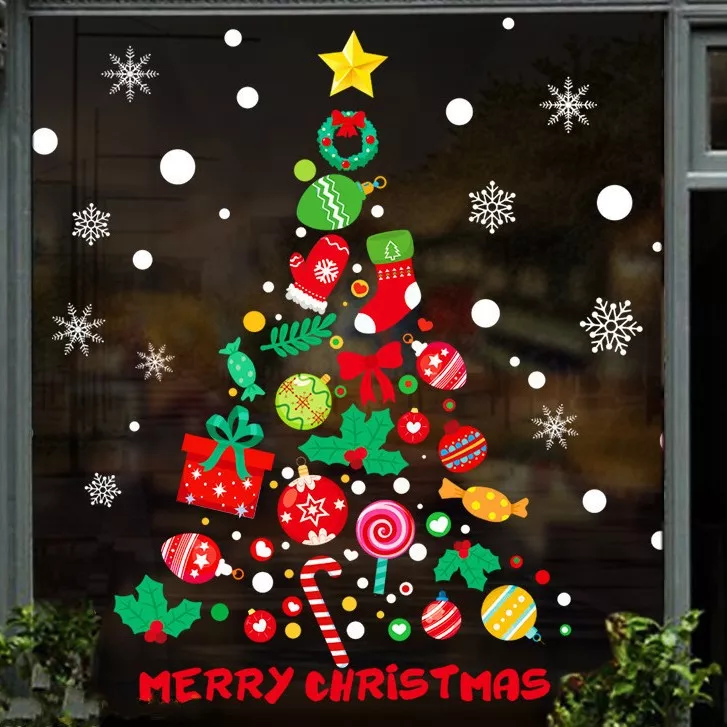 🔥4 Packs Christmas Window Clings Double-Sided Re-appliable Decoration🎅