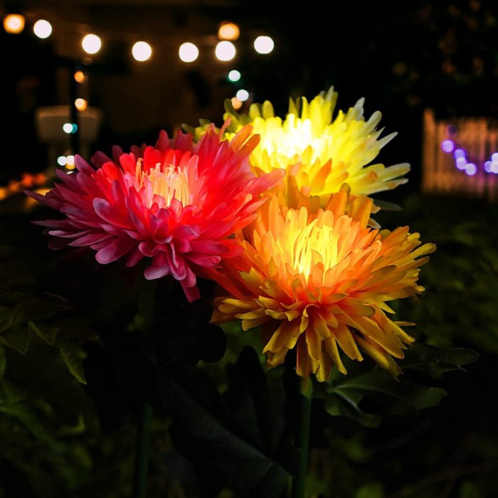 Chrysanthemum Solar Garden Stake LED
