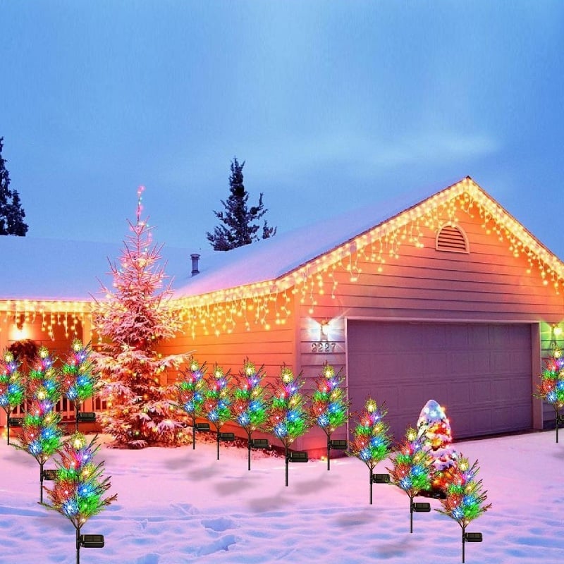 Solar Christmas LED Colored Pine and Cypress Tree Light