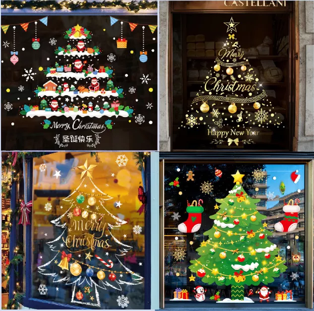 🔥4 Packs Christmas Window Clings Double-Sided Re-appliable Decoration🎅