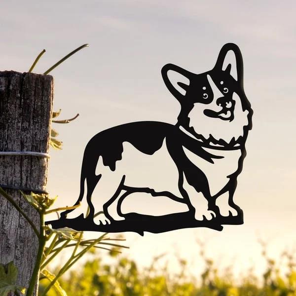 Metal Dog Silhouette Garden Decoration