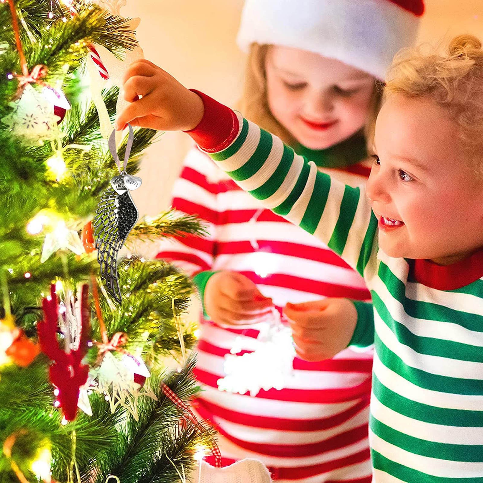 Christmas Ornaments Angel Wings, A Piece Of My Heart Is In Heaven Ornament, Sympathy Gift Memorial Gift