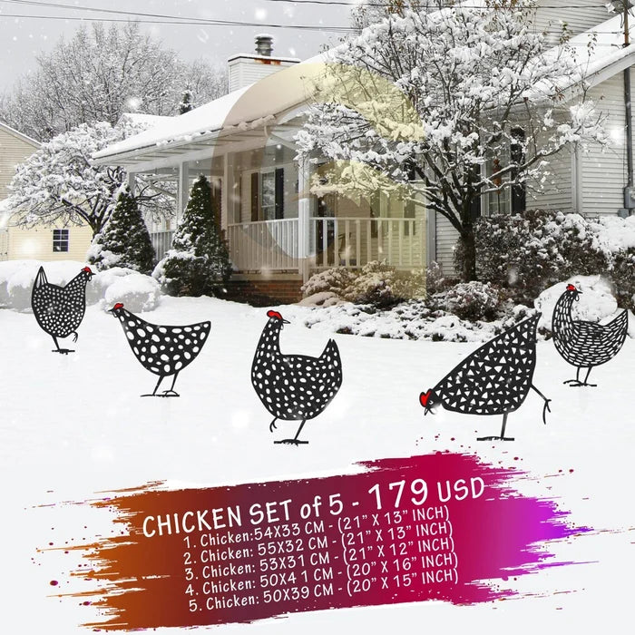 Chicken Yard Metal Art Decoration