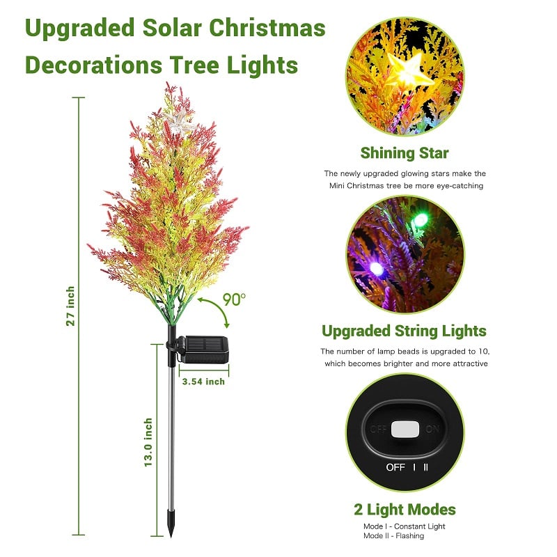 Solar Christmas LED Colored Pine and Cypress Tree Light