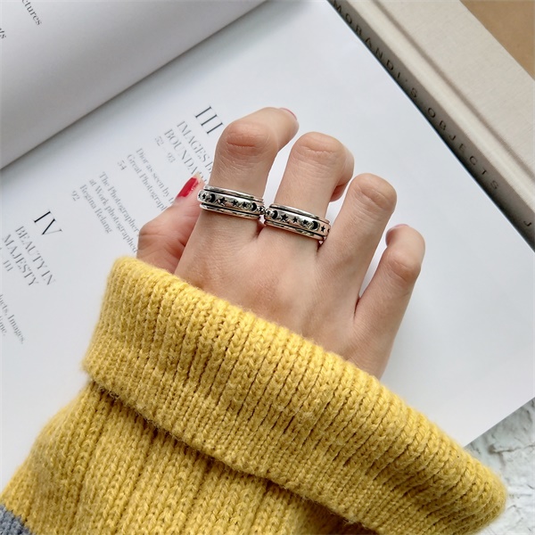 925 Sterling Silver Moon & Stars Spinning Stress Relief Ring-belovejewel.com