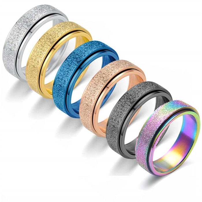 Frosted Stress Relief Spinner Ring-belovejewel.com