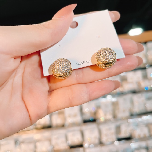 Double-Sided Sparkling Crystal Ball Earrings-belovejewel.com