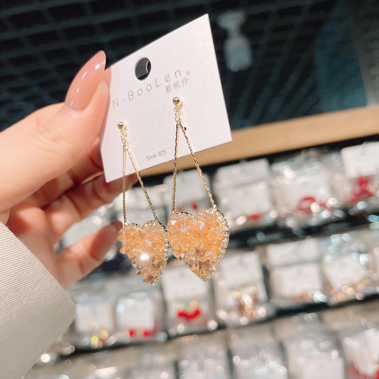 💘Crystal Heart Gradient Earrings -belovejewel.com