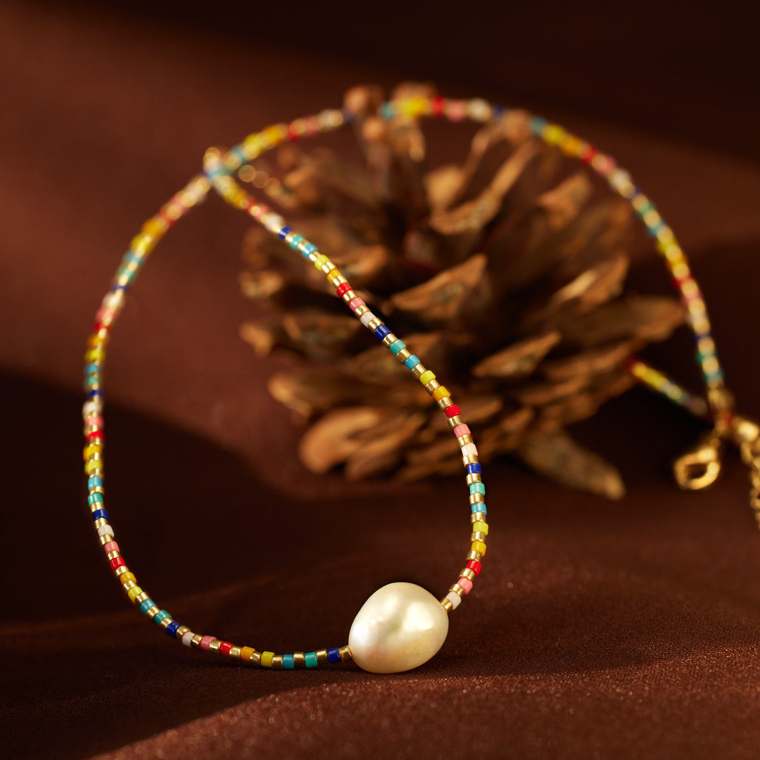 Rainbow Pearl Necklace-belovejewel.com