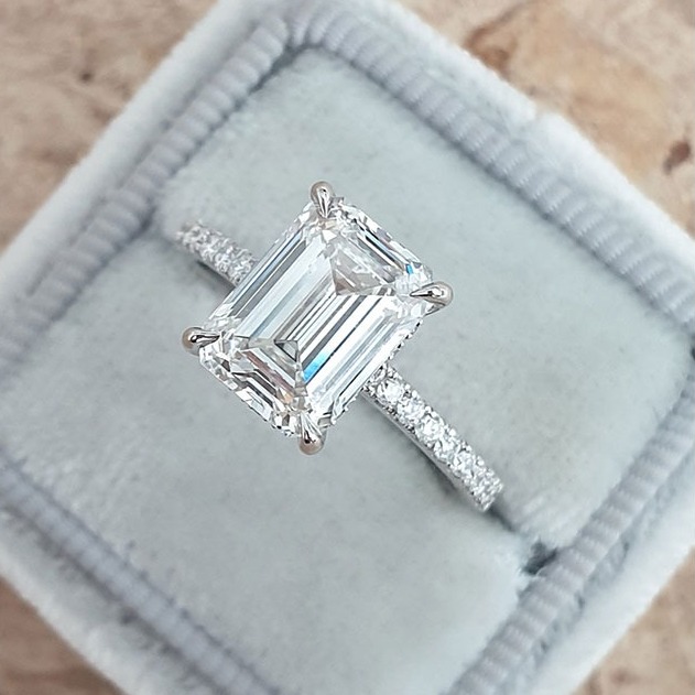 Santorini Emerald Cut Diamond Engagement Ring-belovejewel.com