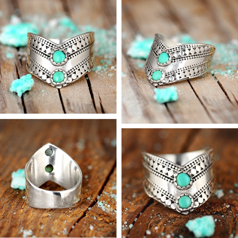 Two Stone Turquoise Ring-belovejewel.com