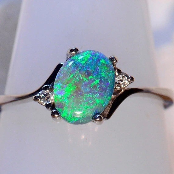 Oval Cut Fire Opal Ring-belovejewel.com