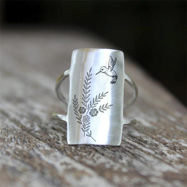 S925 Sterling Silver Hummingbird Ring - Gift For Animal Lover