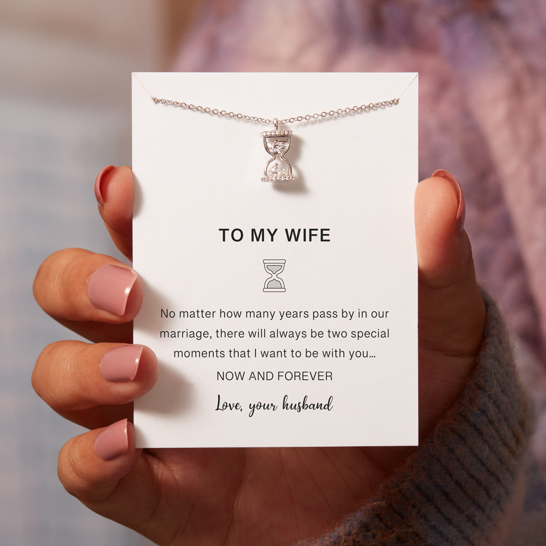 To My Wife Hourglass Necklace-belovejewel.com