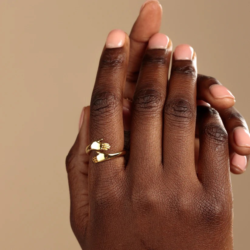 Hug Ring - Couple Love Hugging Hand Stackable Ring-belovejewel.com