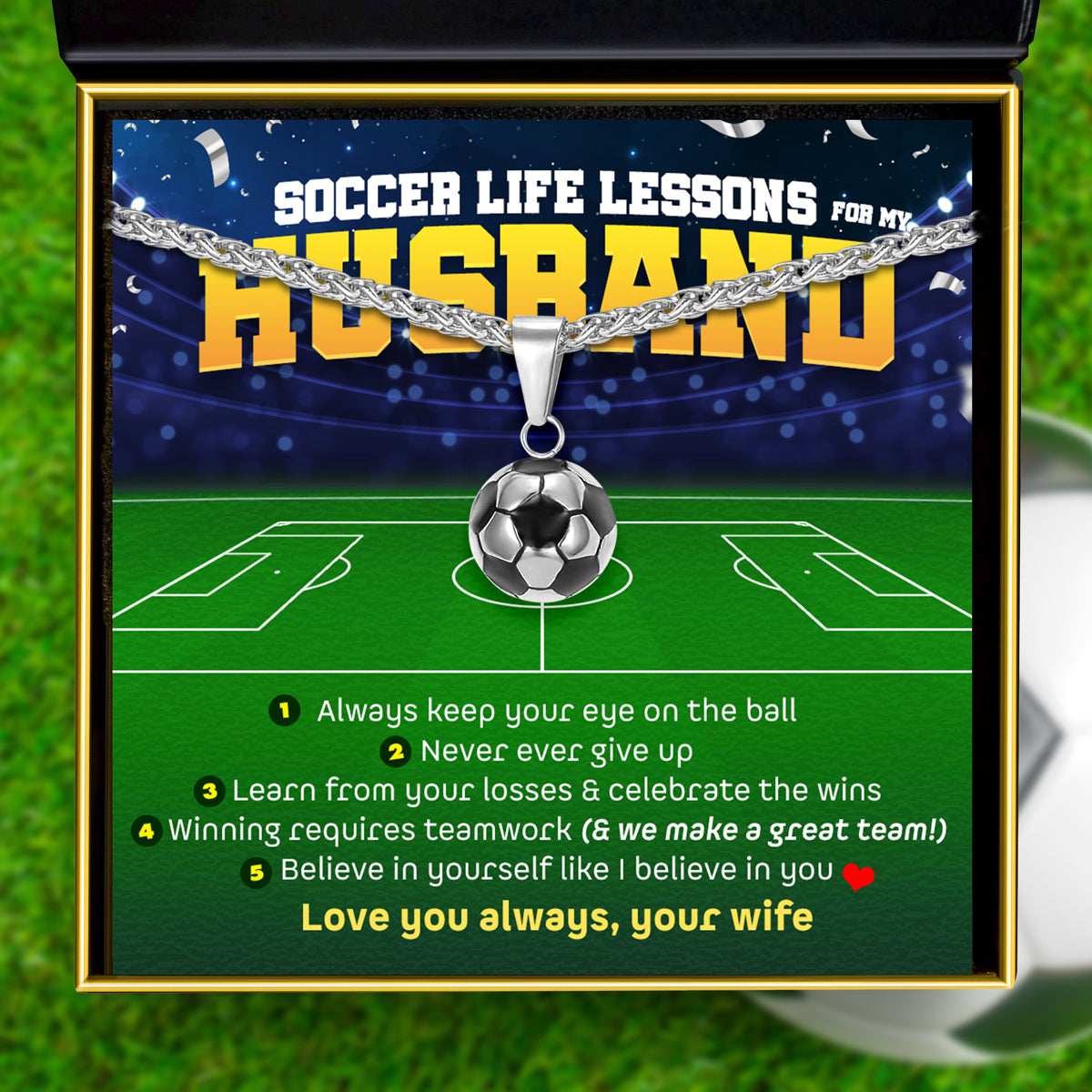 ⚽Soccer Life Lessons for My Husband ⚽Soccer Necklace Gift Set